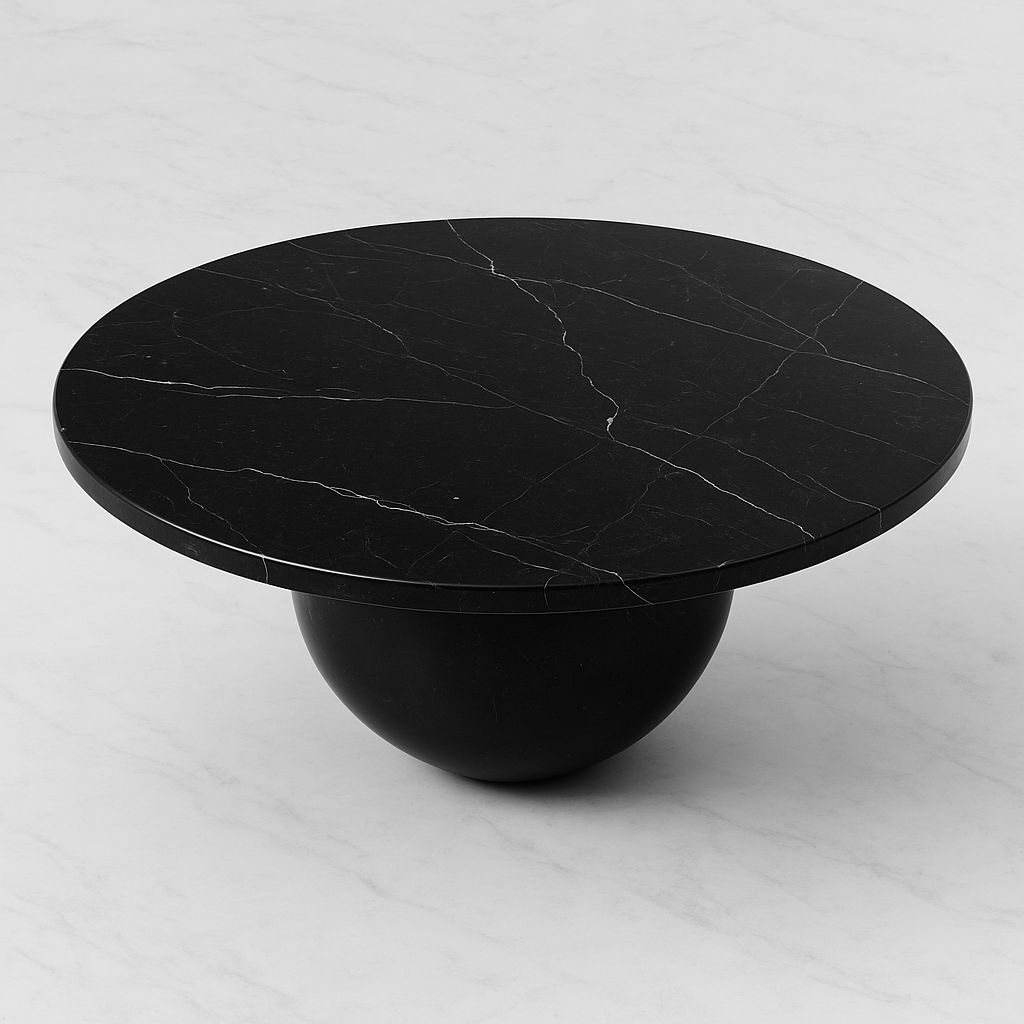 Mesa negra con base circular