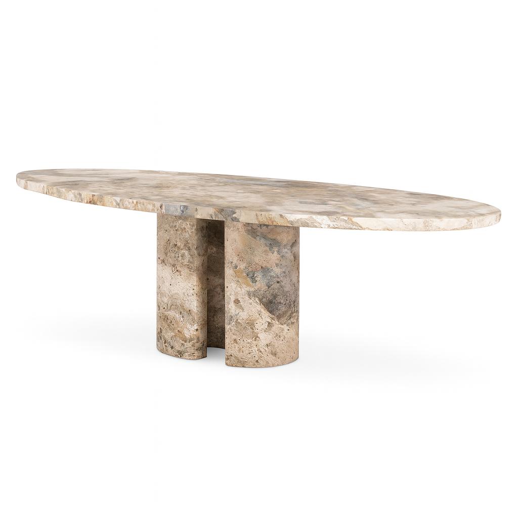 Mesa ovalada con base central beige