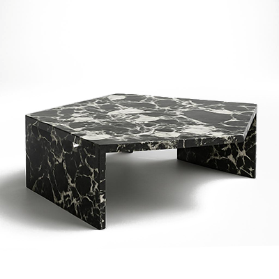 Mesa de centro asimetrica negra y blanca