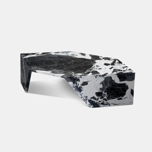 Mesa de centro asimetrica negra y blanca