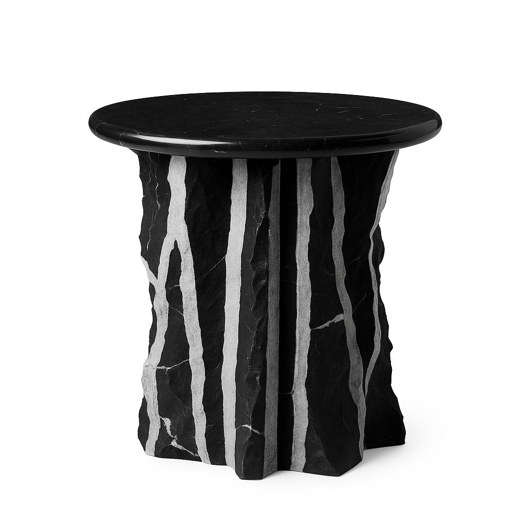 Mesa lateral circular con base irregular negra